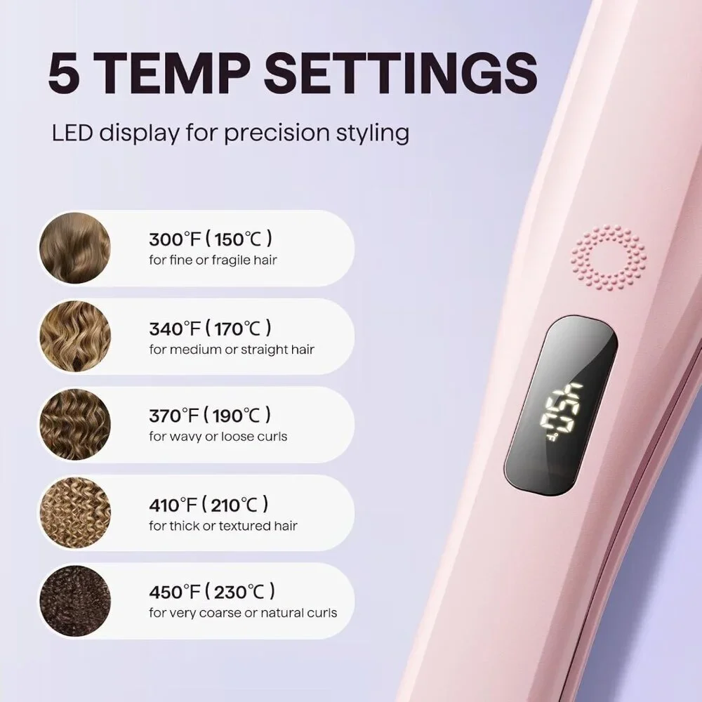 Steam Hair Straightener Titanium Flat Iron with Detachable Comb Pink - Picture 6 of 7